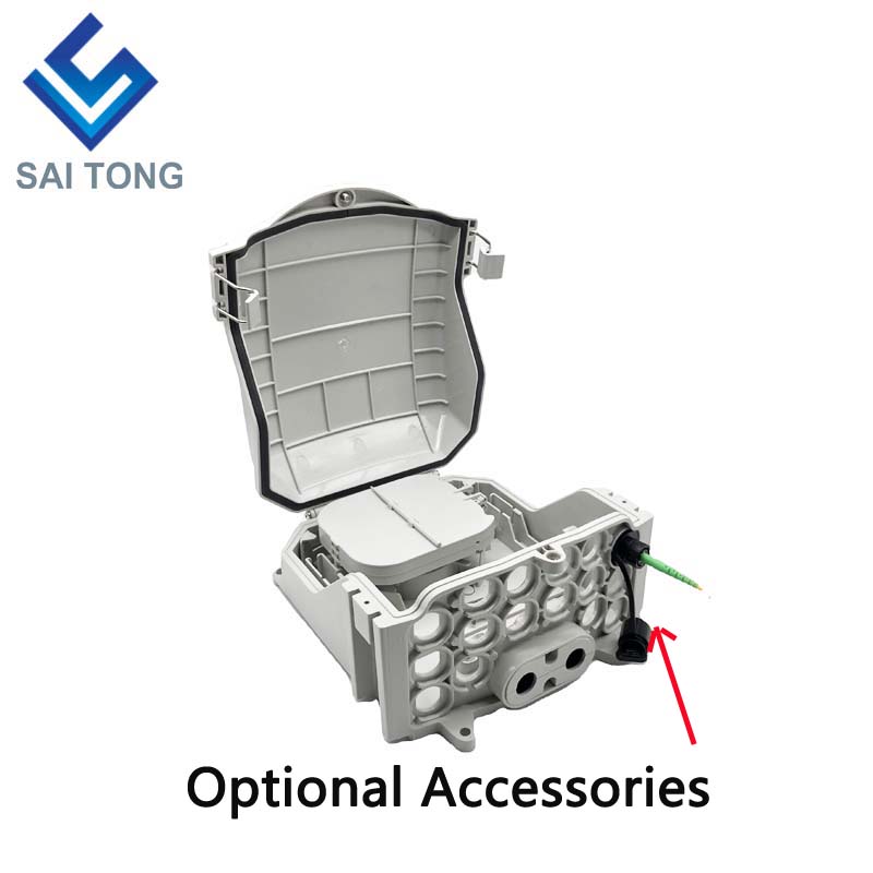 Boîte à bornes à fibre optique FTTH Saitong IP65 16 noyaux PC + ABS Matériel Boîtes de distribution extérieures à 16 ports avec 2 plateaux