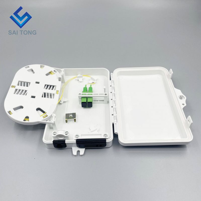 IP65 alimentation 1/2 port mini FTTH boîte à fibres optiques en plastique extérieur boîte à bornes à 2 noyaux avec adaptateur SC LC