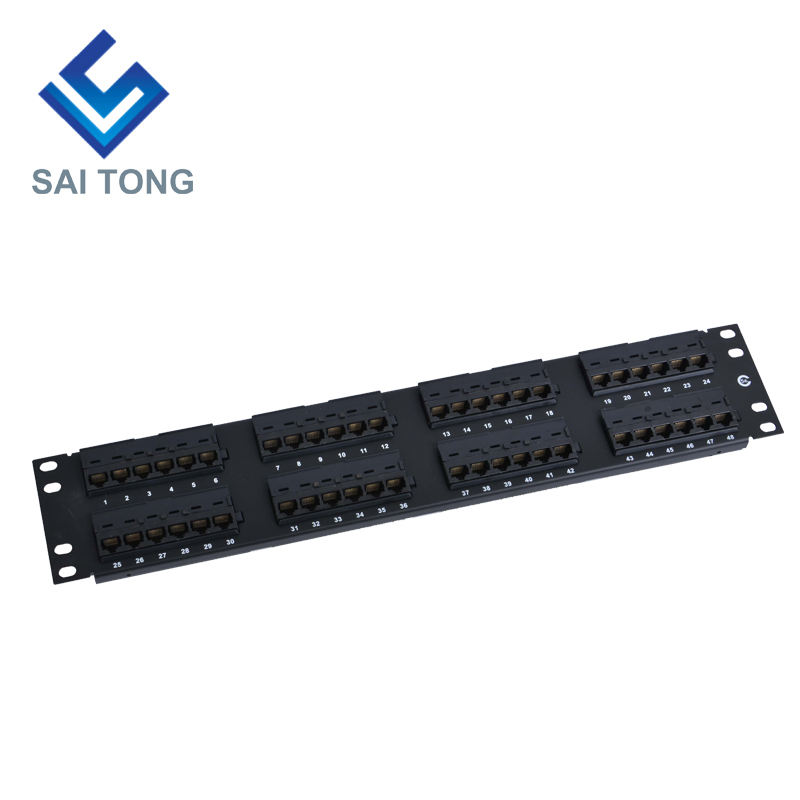 2U 19 '' 48 Ports RJ45 Krone Vestes, Support En Acier Cat6 Patch Panel Blanc Non Blindé utp Cat5e CAT6 CAT6A RJ45 Patch