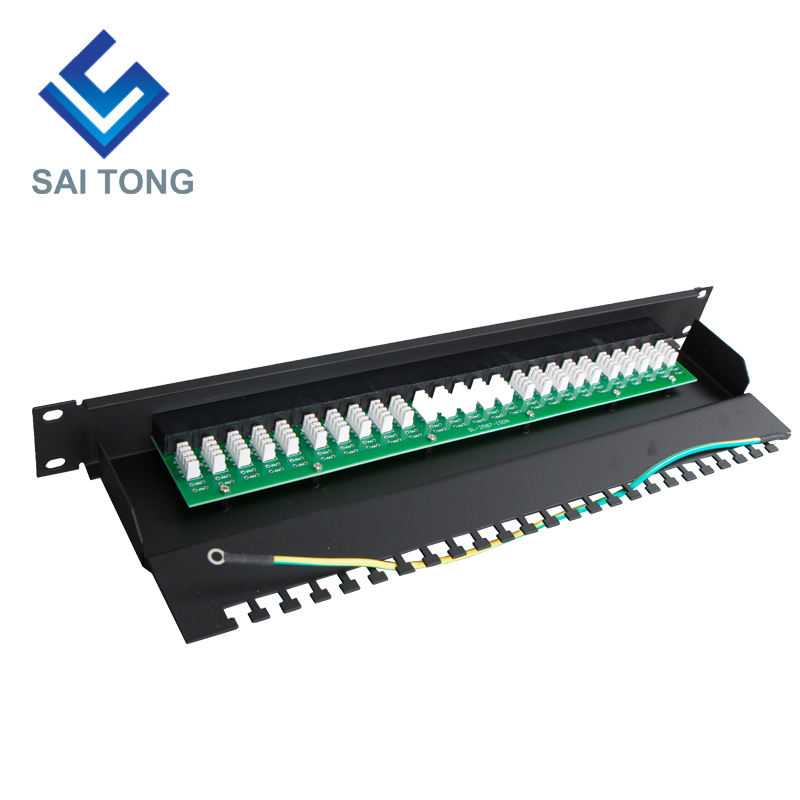 1U 19 ''25 Ports RJ45 Krone Vestes, Support En Acier Cat6 Patch Panel Blanc Non Blindé utp Cat5e CAT5 RJ45 Patch panel