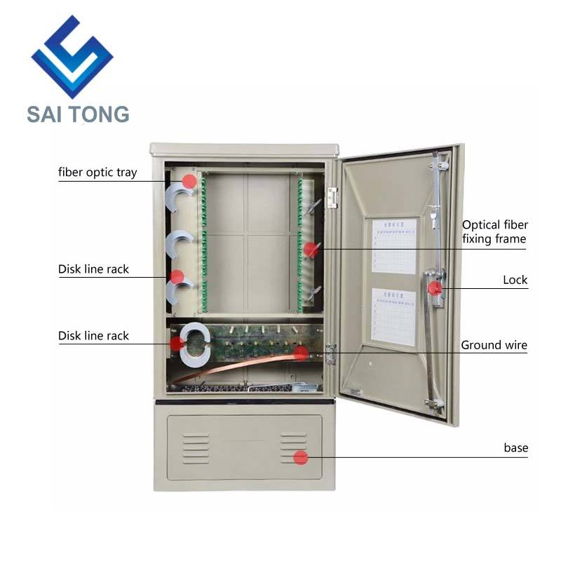 SaiTong FTTH 144 Core armoire de connexion croisée d'équipements de télécommunications SMC extérieur étanche IP55 144 core armoires à fibres optiques ODF