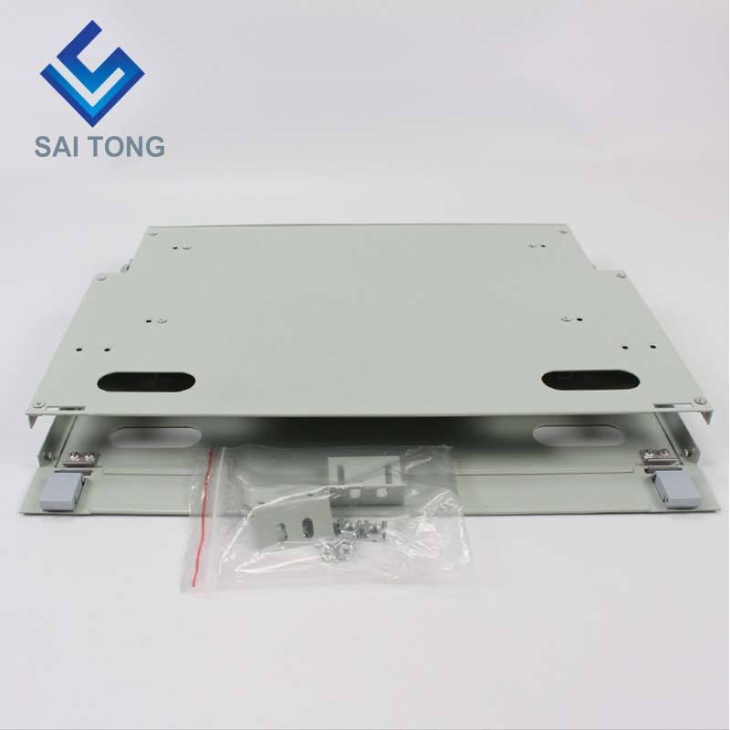 SaiTong FTTH 19 pouces Rack Mount 12 Port Cabinet SC/FC ODF 1 U 12 core Fiber Optique Distribution Cadre En Option Pleine Charge