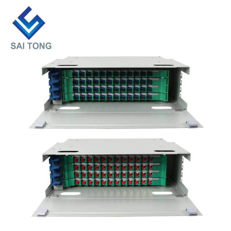 SaiTong FTTH 19 pouces Rack Mount 48 Port Cabinet SC/FC ODF 4 U 48 core Fibre Optique Distribution Cadre En Option Pleine Charge