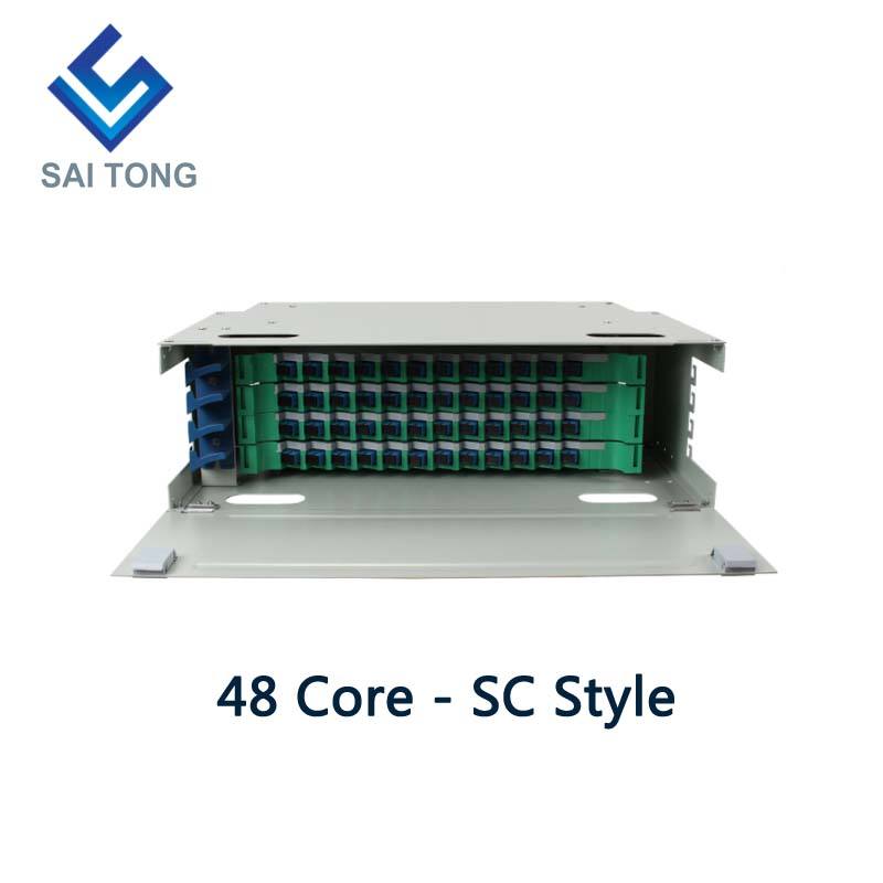 SaiTong FTTH 19 pouces Rack Mount 48 Port Cabinet SC/FC ODF 4 U 48 core Fibre Optique Distribution Cadre En Option Pleine Charge