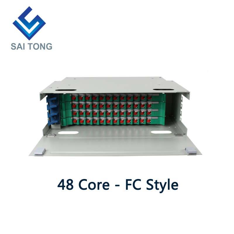 SaiTong FTTH 19 pouces Rack Mount 48 Port Cabinet SC/FC ODF 4 U 48 core Fibre Optique Distribution Cadre En Option Pleine Charge