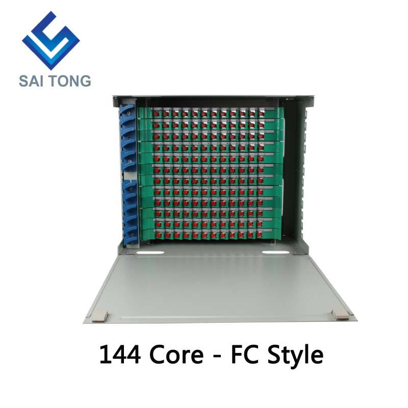 2022 SaiTong FTTH 19 pouces montage en rack 144 ports armoire SC/FC ODF 12U 144 noyau cadre de Distribution de fibre optique pleine charge en option